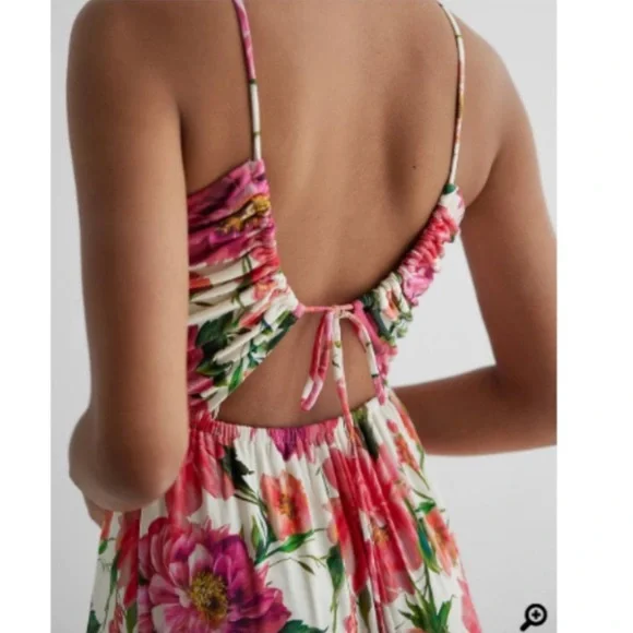 Express floral halter neck open back maxi sun dress L - Picture 2 of 12